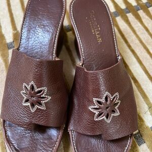 Cole Haan Brown Leather Wedge Sandal